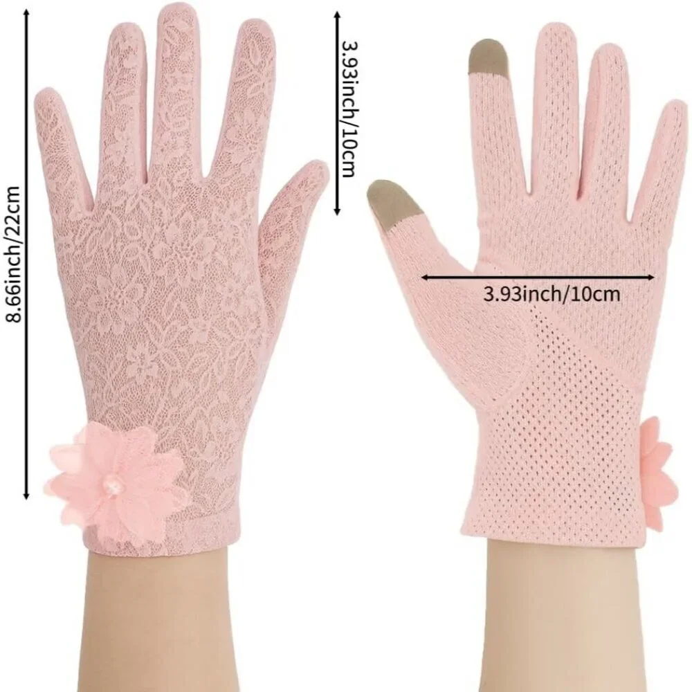 Women's Embroidery Light Pink Short Lace Wrist Gloves Design Party Accessories